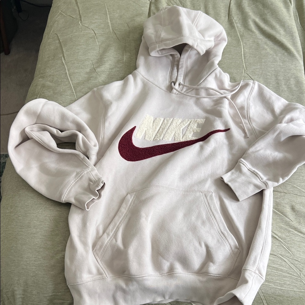 Nike Cream and Maroon Logo Hoodie